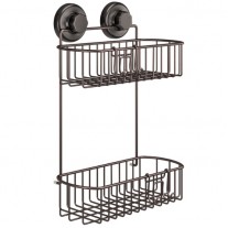 Suction Cup Shower Caddy with Hooks (2 Tier) HA-73136BR (BRONZE)